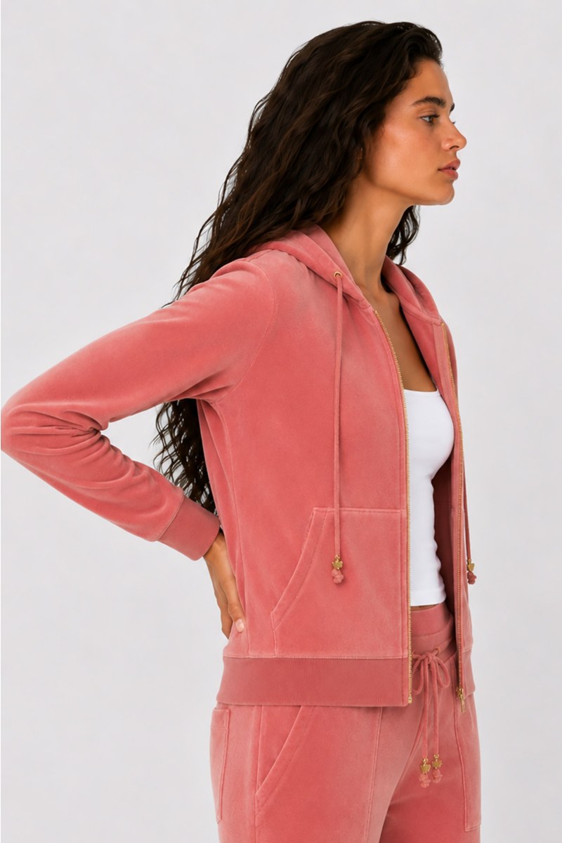 FASHION BASIC VELOUR HOODED JACKET-26833000-719