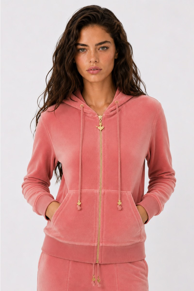 FASHION BASIC VELOUR HOODED JACKET-26833000-719