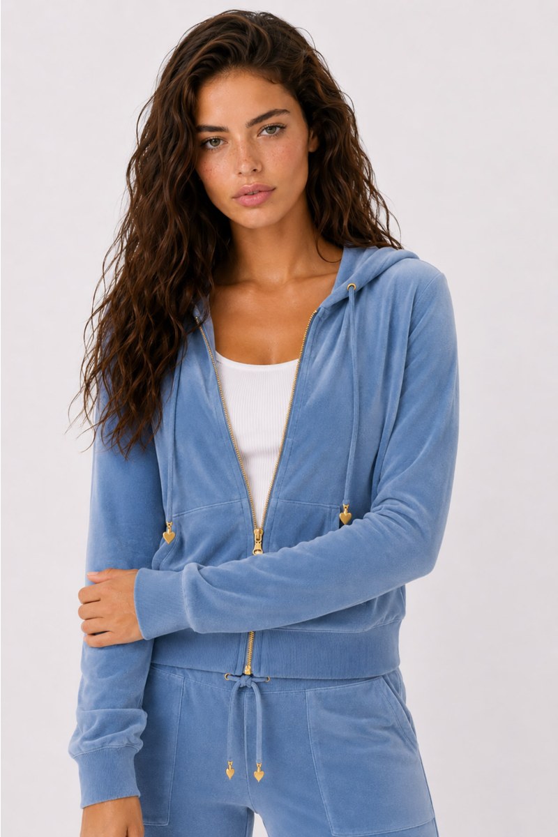 FASHION BASIC VELOUR HOODED JACKET-26833000-995