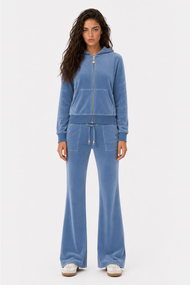 VELOUR JACKET WITH STRASS EMBELLISHMENT AT SLEEVES-26833001-995