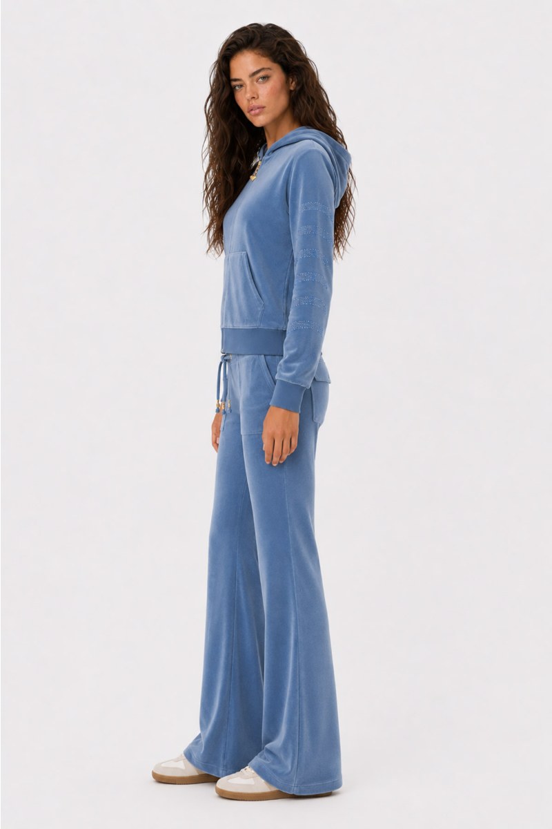 VELOUR JACKET WITH STRASS EMBELLISHMENT AT SLEEVES-26833001-995