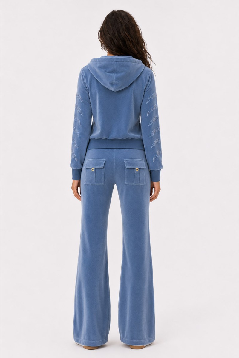 VELOUR JACKET WITH STRASS EMBELLISHMENT AT SLEEVES-26833001-995