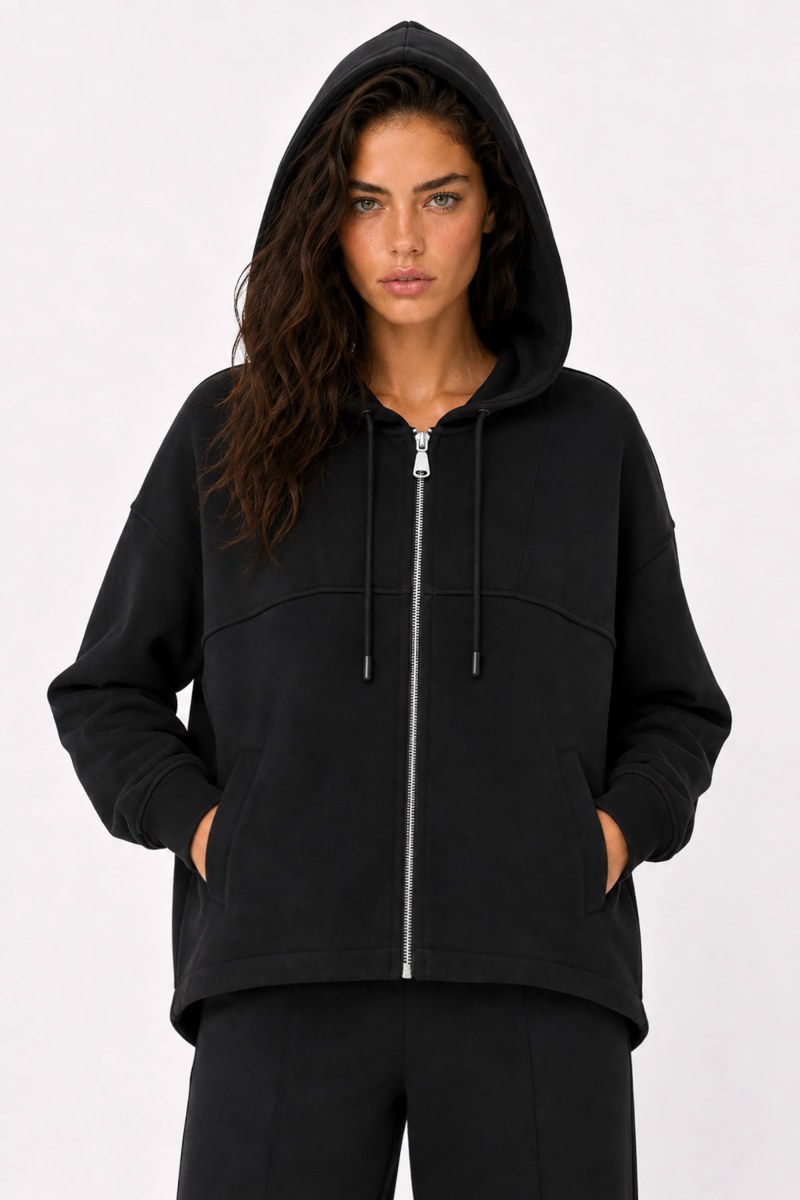 SOFT LIGHT TOUCH MONOCHROME HOODED JACKET-26833040-110