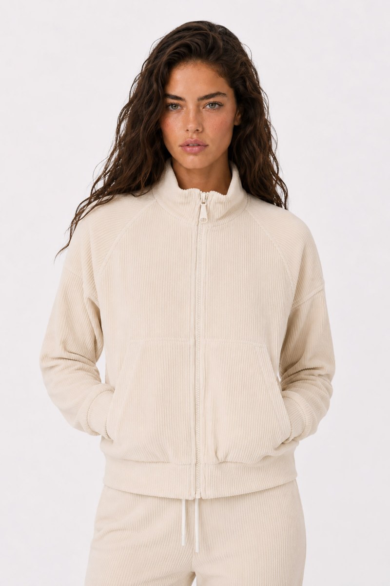 COLLAR ZIPPED CORDUROY JACKET-26833065-103
