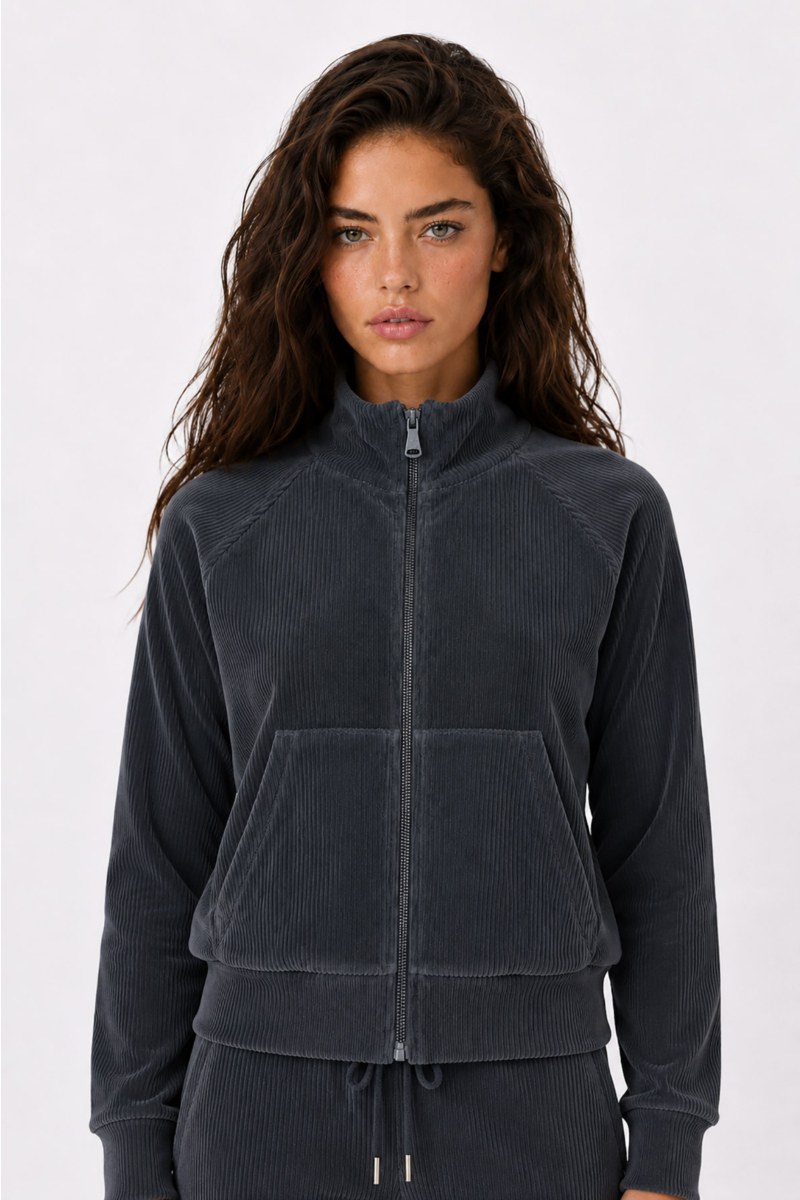 COLLAR ZIPPED CORDUROY JACKET-26833065-995
