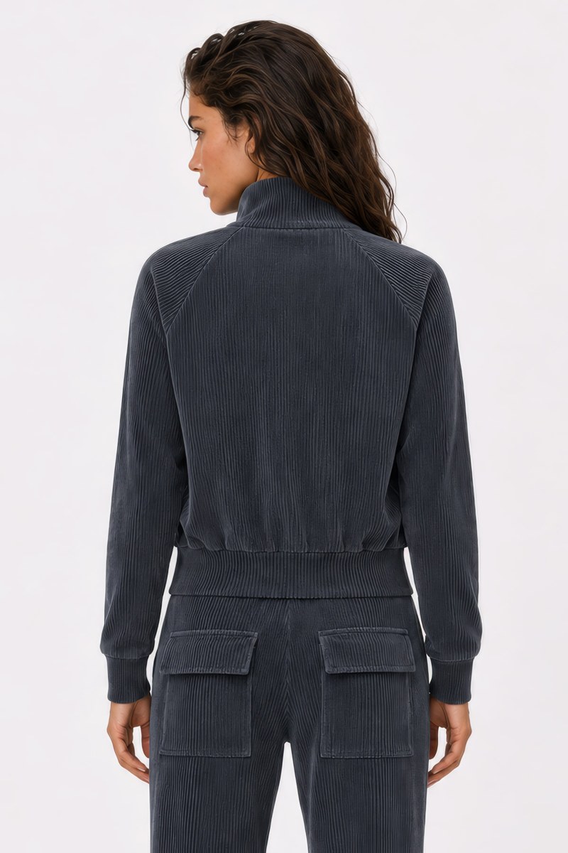 COLLAR ZIPPED CORDUROY JACKET-26833065-995