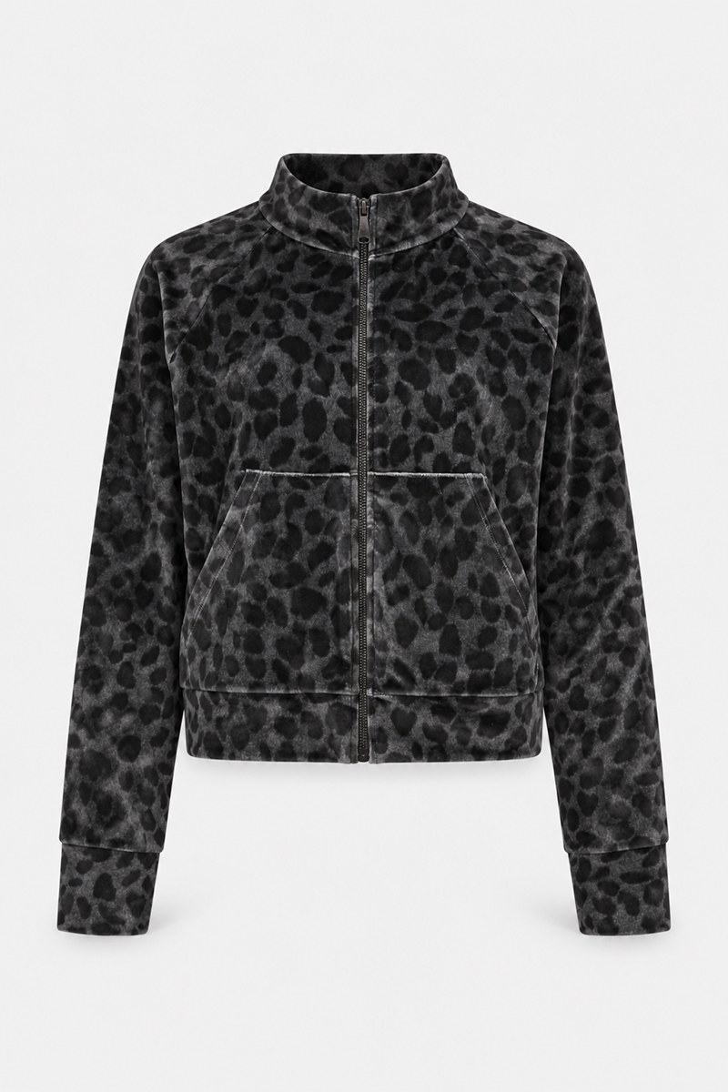LEOPARD PRINTED SUPER SOFT VELOUR JACKET WITH COLLAR-26833091-216