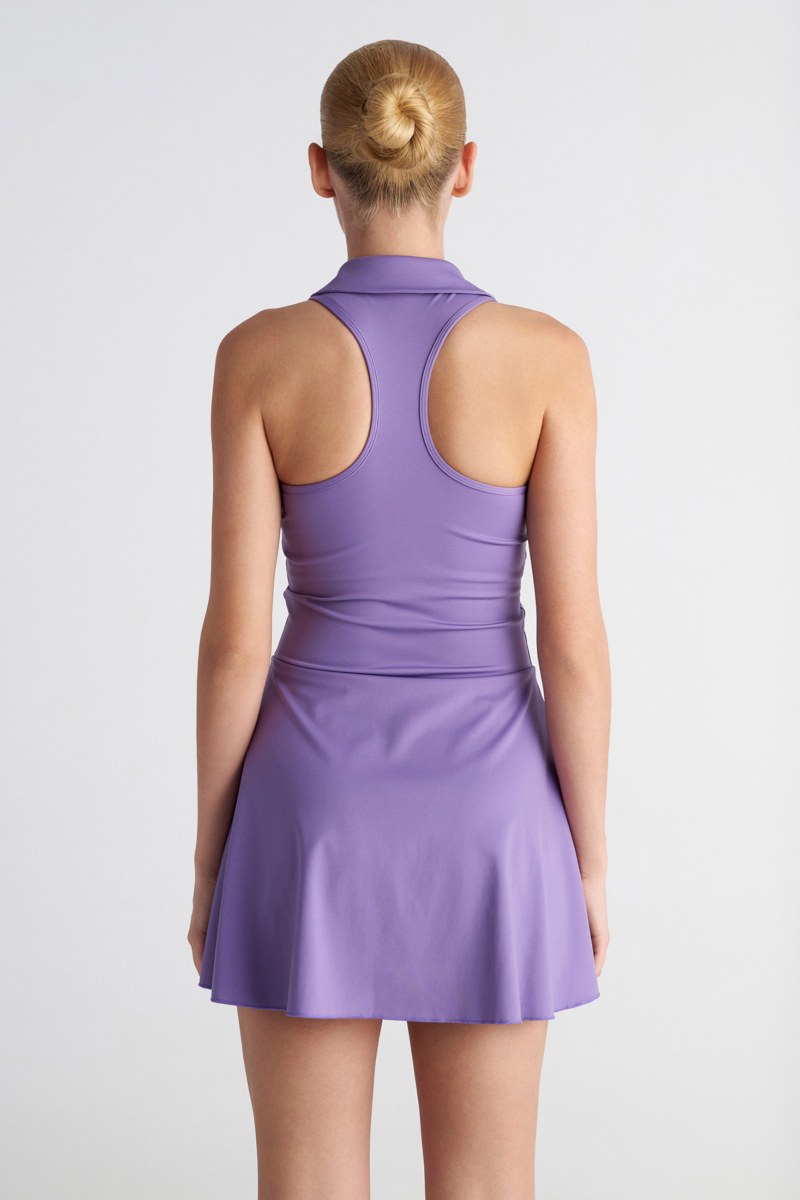 SLEEVELESS MINI DRESS WITH COLLAR AND ATHLETIC BACK-26844026-805