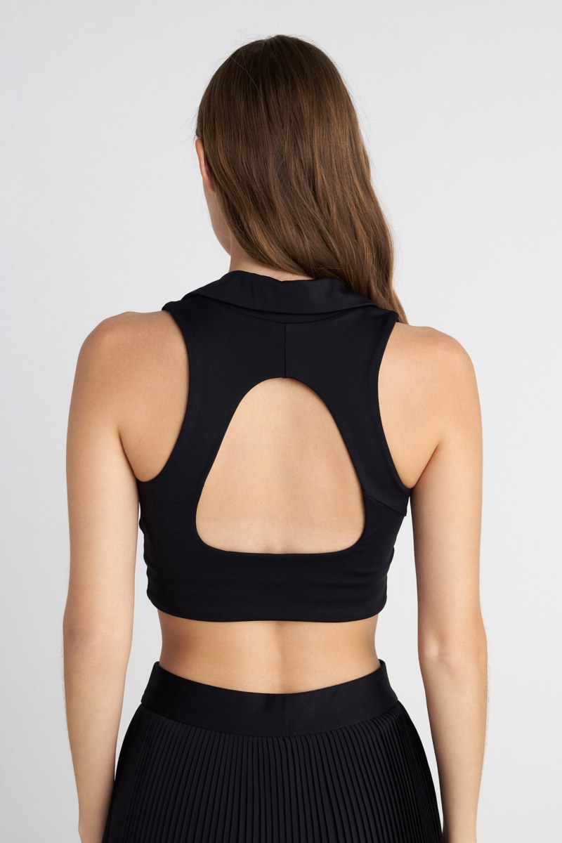 MONOCHROME CROP TOP WITH COLLAR AND OPEN BACK-26848020-110