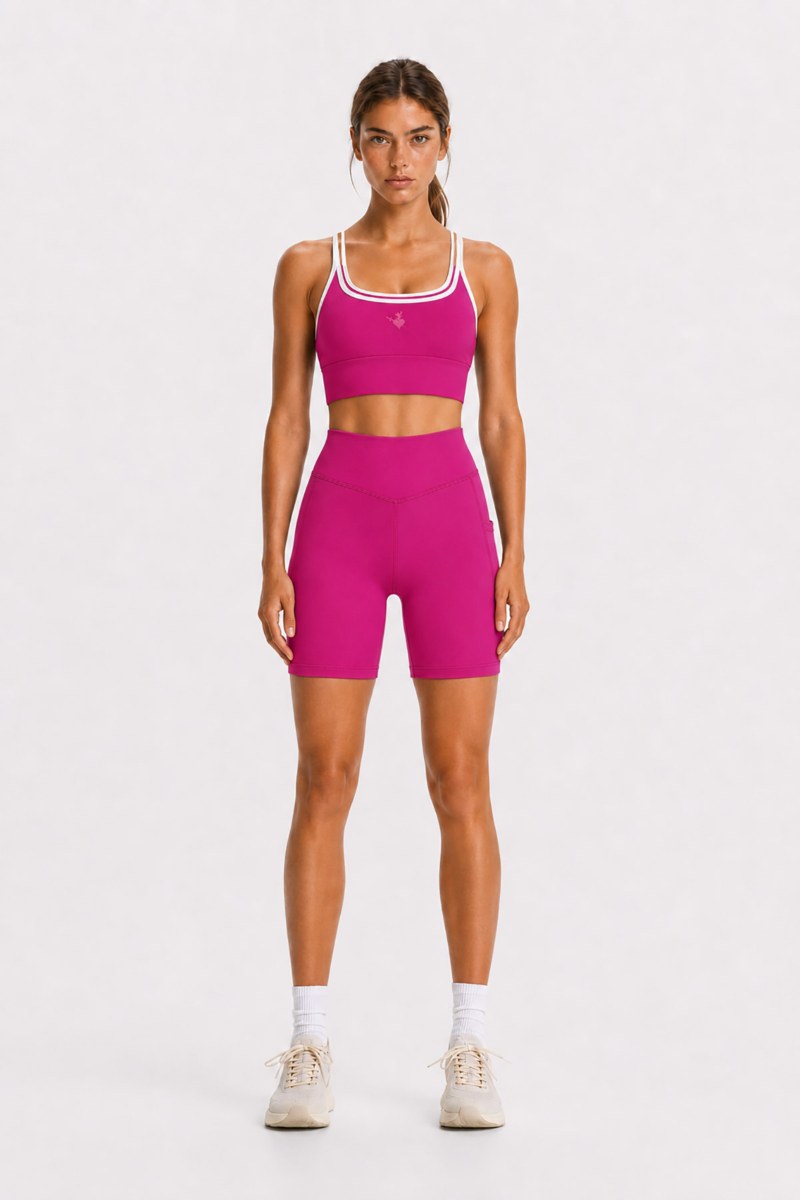 DOUBLE-STRAP SPORTS CROP TOP / SPORTS BRA WITH CONTRAST TRIM-26848037-718