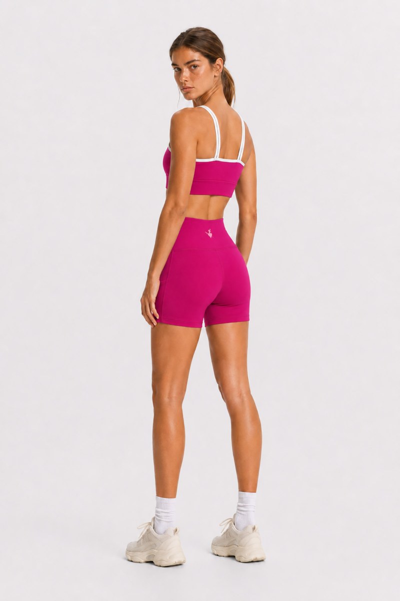 DOUBLE-STRAP SPORTS CROP TOP / SPORTS BRA WITH CONTRAST TRIM-26848037-718
