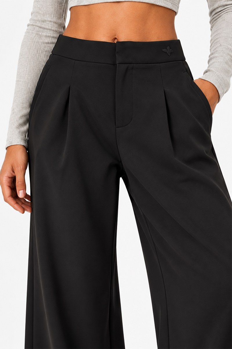 HIGH WAISTED SPORTS PLEATED WIDE LEG PANTS-26861045-110