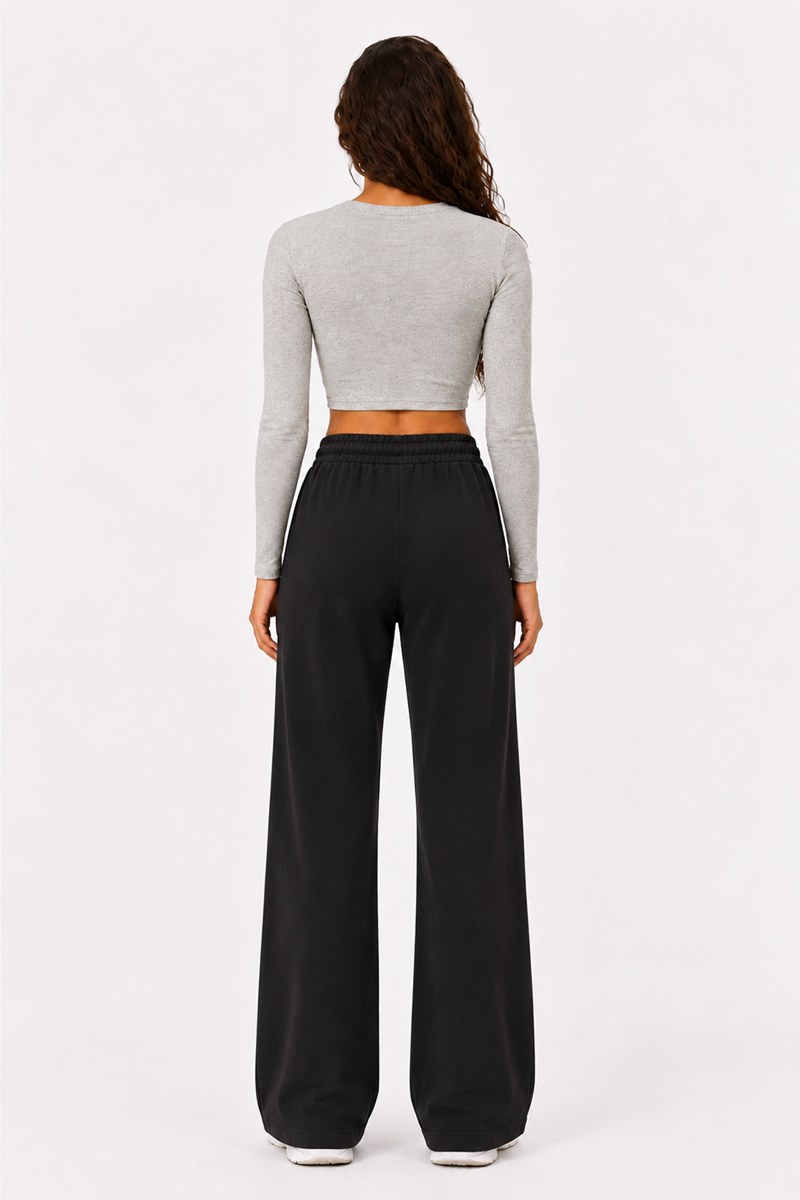 HIGH WAISTED SPORTS PLEATED WIDE LEG PANTS-26861045-110