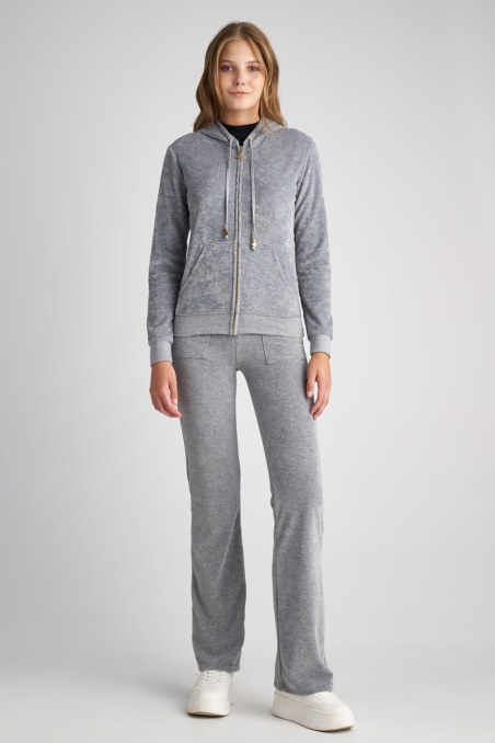 BASIC VELOUR HOODED JACKET-19833000BG-211