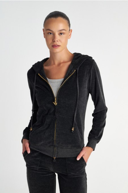 BASIC VELOUR HOODED JACKET-19833000BG-214