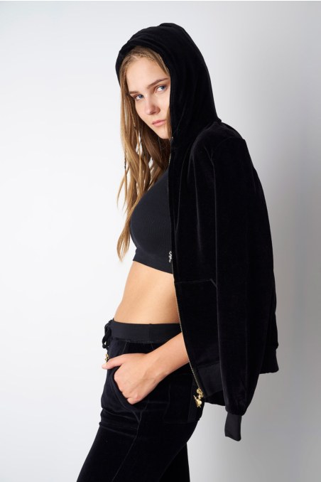 BASIC VELOUR HOODED JACKET-19833000-110