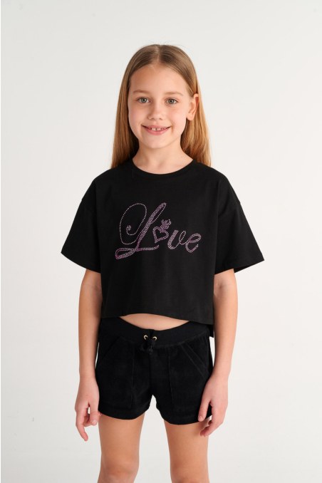 GIRLS MONOCHROME TERRY SHORTS-23610008-110