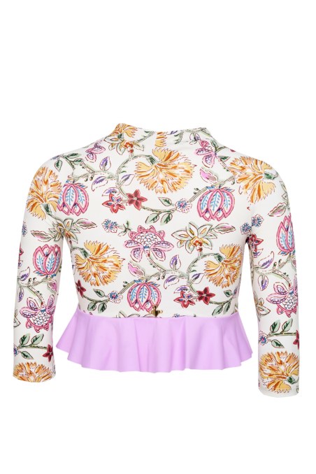FLORAL PRINTED GIRLS LONG SLEEVED SWIMSUIT BIKINI TOP-23616014-800