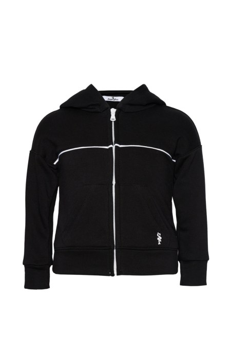 COTTON JACKET FOR GIRLS WITH STRASS EMBELLISHED ON THE HOOD-23633017-110