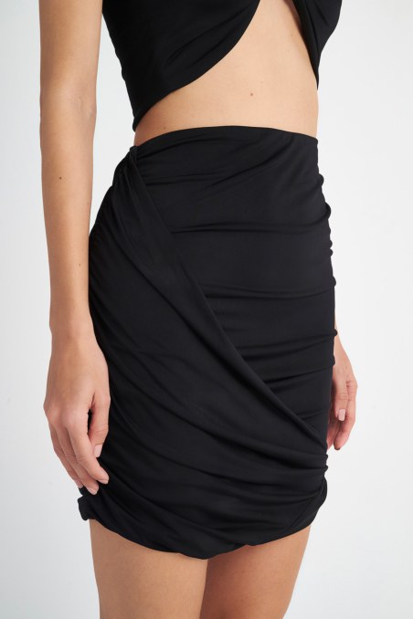 SHIRRED MINI SKIRT-23805031-110