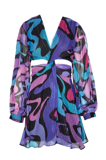 MULTICOLOR PRINTED LONG-SLEEVED MINI DRESS-23805095-622