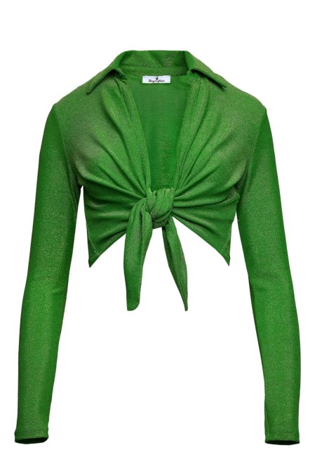 GLITTERED LONG SLEEVED CROP TOP-23806090-512