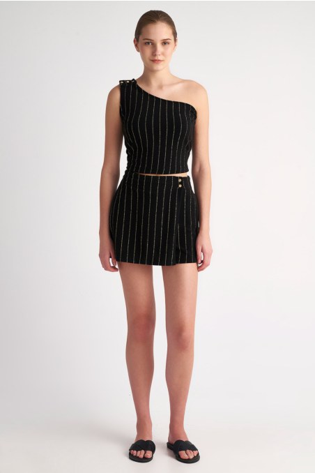 EXCLUSIVE TERRY GOLD LUREX STRIPED ONE SHOULDER TOP-23812014-110