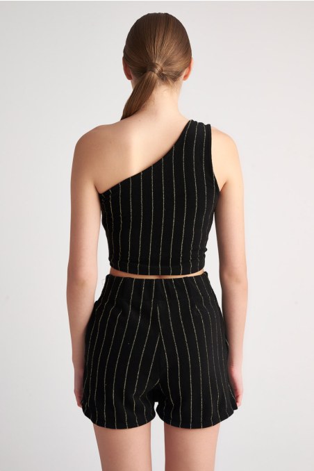EXCLUSIVE TERRY GOLD LUREX STRIPED ONE SHOULDER TOP-23812014-110