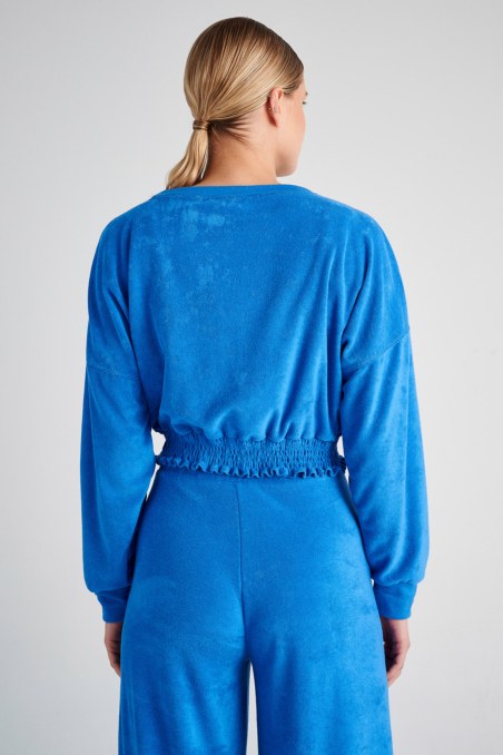 TERRY SMOCKED CROP SWEATSHIRT-23812064-436