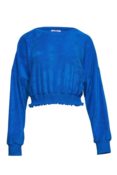 TERRY SMOCKED CROP SWEATSHIRT-23812064-436