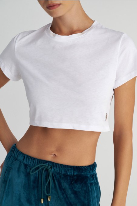 SHORT SLEEVE COTTON CROPPED T-SHIRT-23812111-100