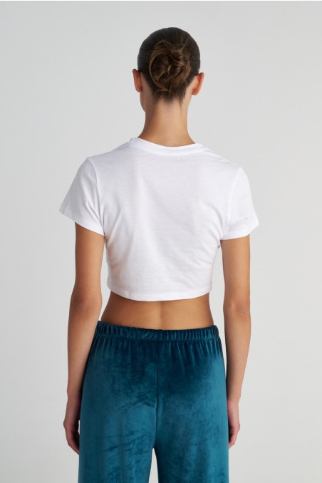 SHORT SLEEVE COTTON CROPPED T-SHIRT-23812111-100