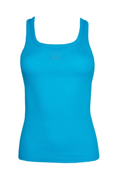 ELASTIC COTTON RIBBED TANK TOP WITH LOGO DESIGN-23812142-409