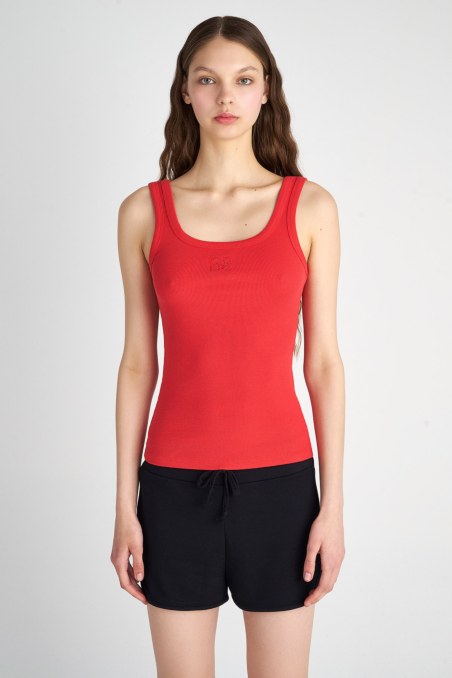 ELASTIC COTTON RIBBED TANK TOP WITH LOGO DESIGN-23812142-631