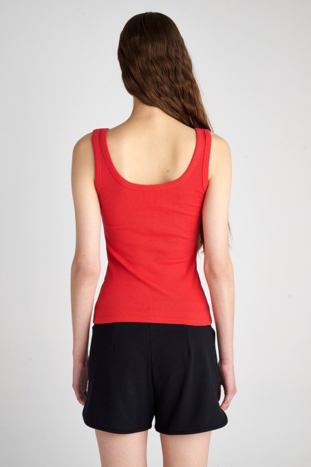 ELASTIC COTTON RIBBED TANK TOP WITH LOGO DESIGN-23812142-631