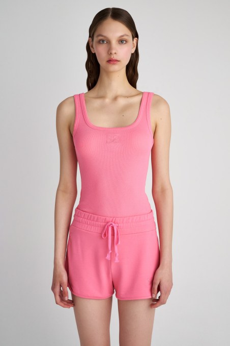 ELASTIC COTTON RIBBED TANK TOP WITH LOGO DESIGN-23812142-714