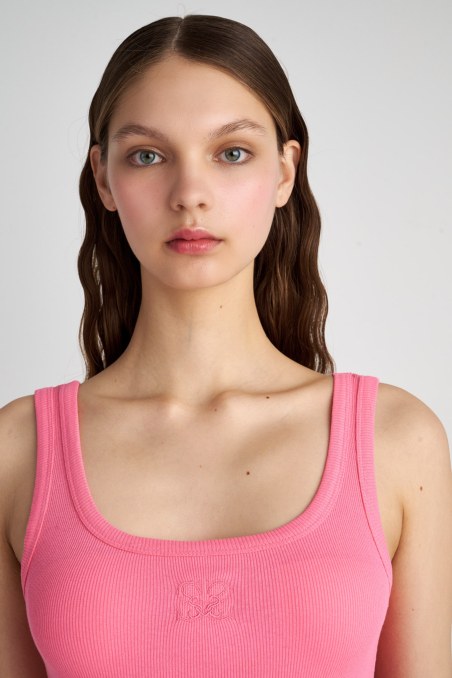 ELASTIC COTTON RIBBED TANK TOP WITH LOGO DESIGN-23812142-714