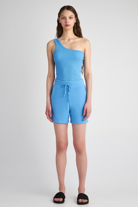 ONE SHOULDER COTTON RIBBED TOP-23812145-422