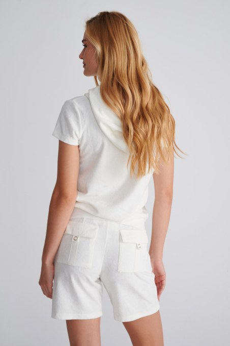 SHORT SLEEVED HOODIE TERRY JACKET-23813004-102