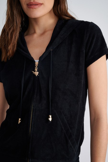 SHORT SLEEVED HOODIE TERRY JACKET-23813004-110