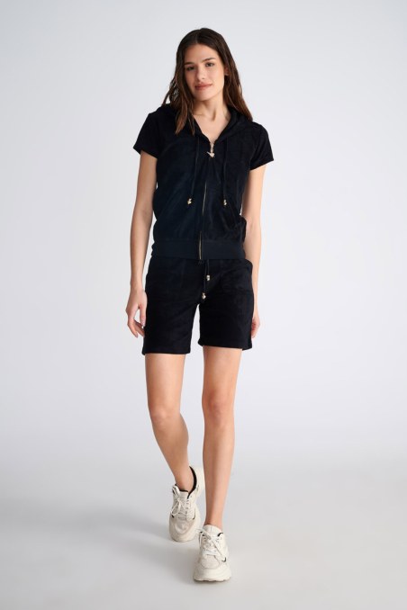 SHORT SLEEVED HOODIE TERRY JACKET-23813004-110