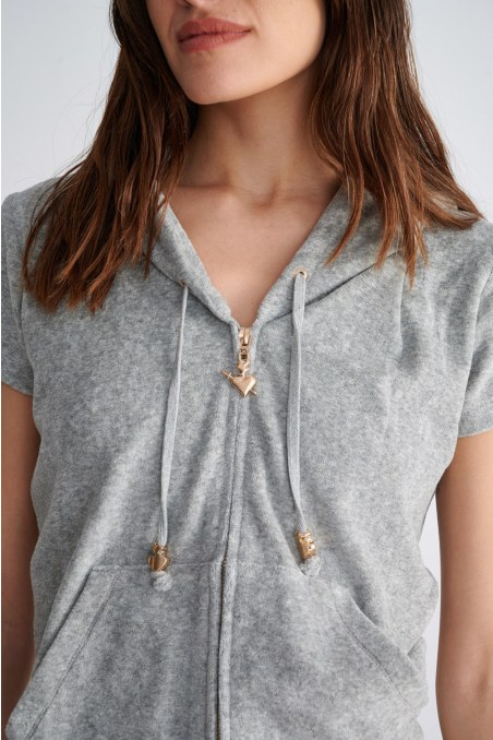 SHORT SLEEVED HOODIE TERRY JACKET-23813004-210