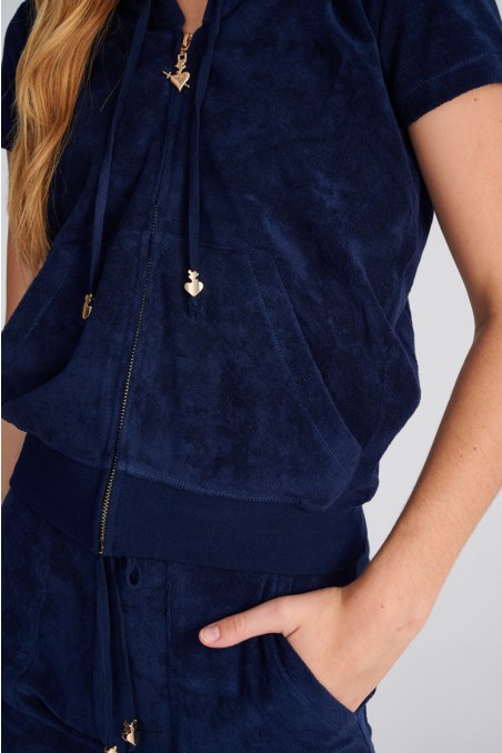 SHORT SLEEVED HOODIE TERRY JACKET-23813004-425