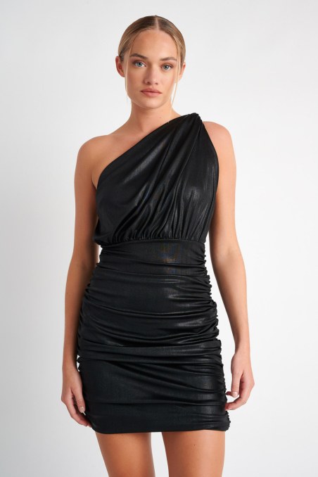 GATHERED MONOCHROME MINI DRESS-23814152-110