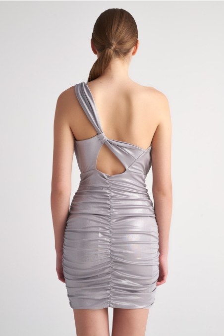 GATHERED MONOCHROME MINI DRESS-23814152-203