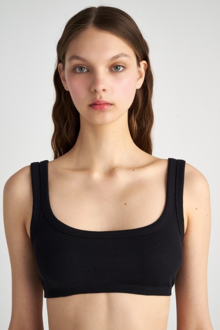 COTTON CROPPED RIB BRALETTE-23818141-110