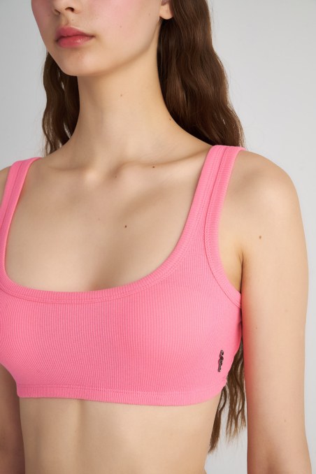 COTTON CROPPED RIB BRALETTE-23818141-714