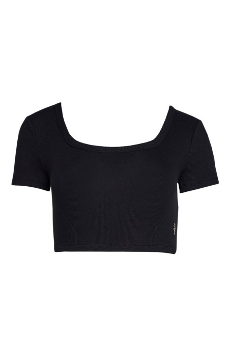 COTTON CROPPED SHORT SLEEVE RIBBED TOP-23818142-110