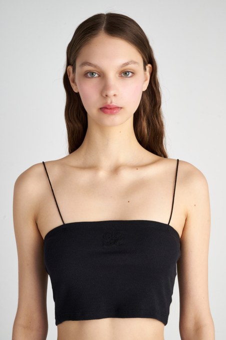 CROPPED RIB STRAPLESS COTTON TOP-23818144-110