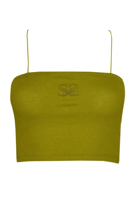 CROPPED RIB STRAPLESS COTTON TOP-23818144-520
